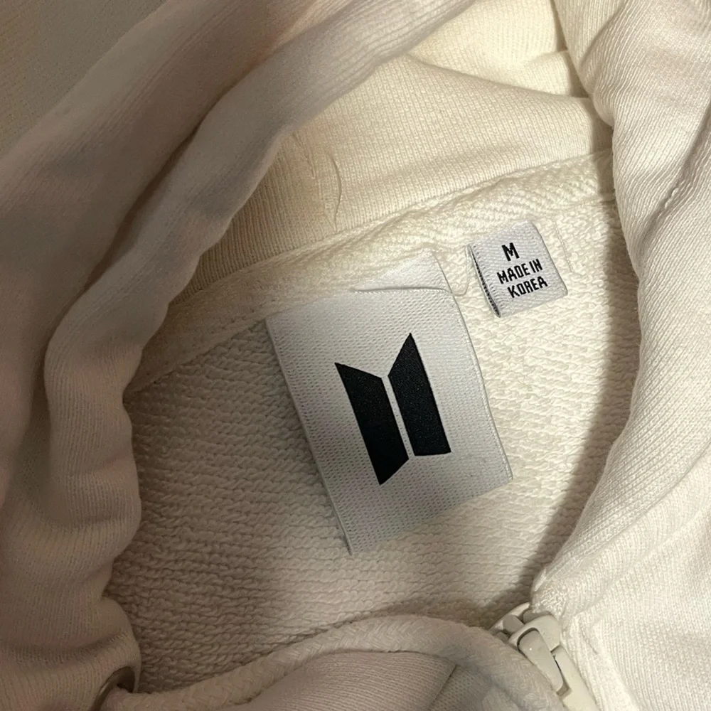 BTS 2021 Muster SOWOOZOO Zip-Up Hoodie Ivory Off White Purple - Picture 6 of 8